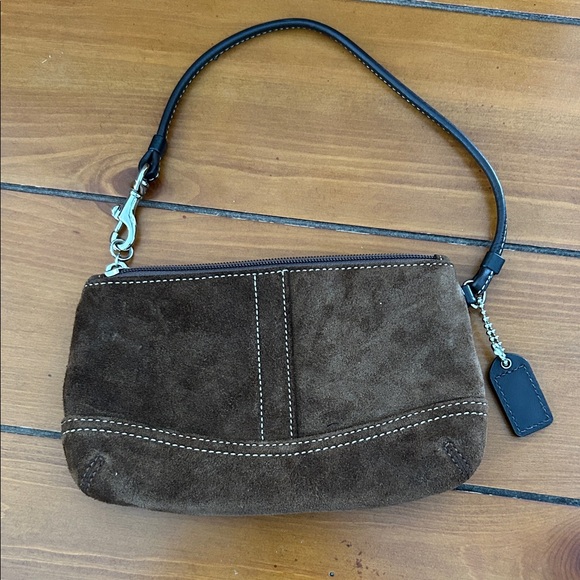 Coach Handbags - Coach Brown Suede Wristlet